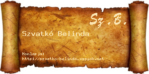 Szvatkó Belinda névjegykártya